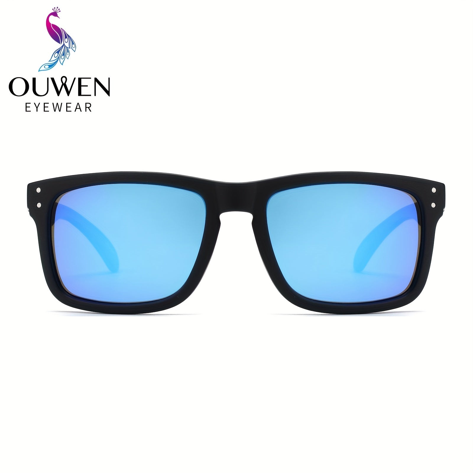 OUWEN Classic Square Polarized Sunglasses For Men Rectangular Mirrored Sun Glass