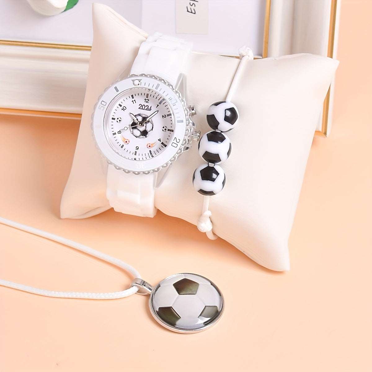 3pcs LED Sports Watch Set for Boys Soccer Theme