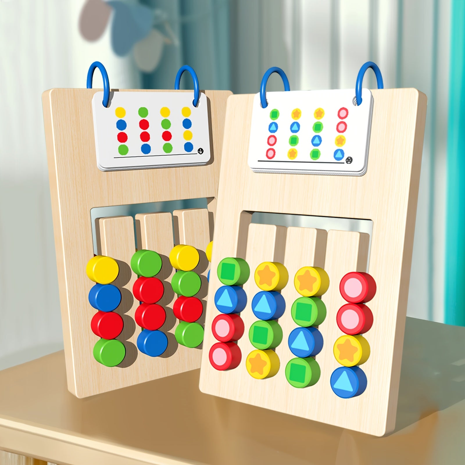 Wooden Matching Busy Toy for Kids Double Sided Educational Preschool Game