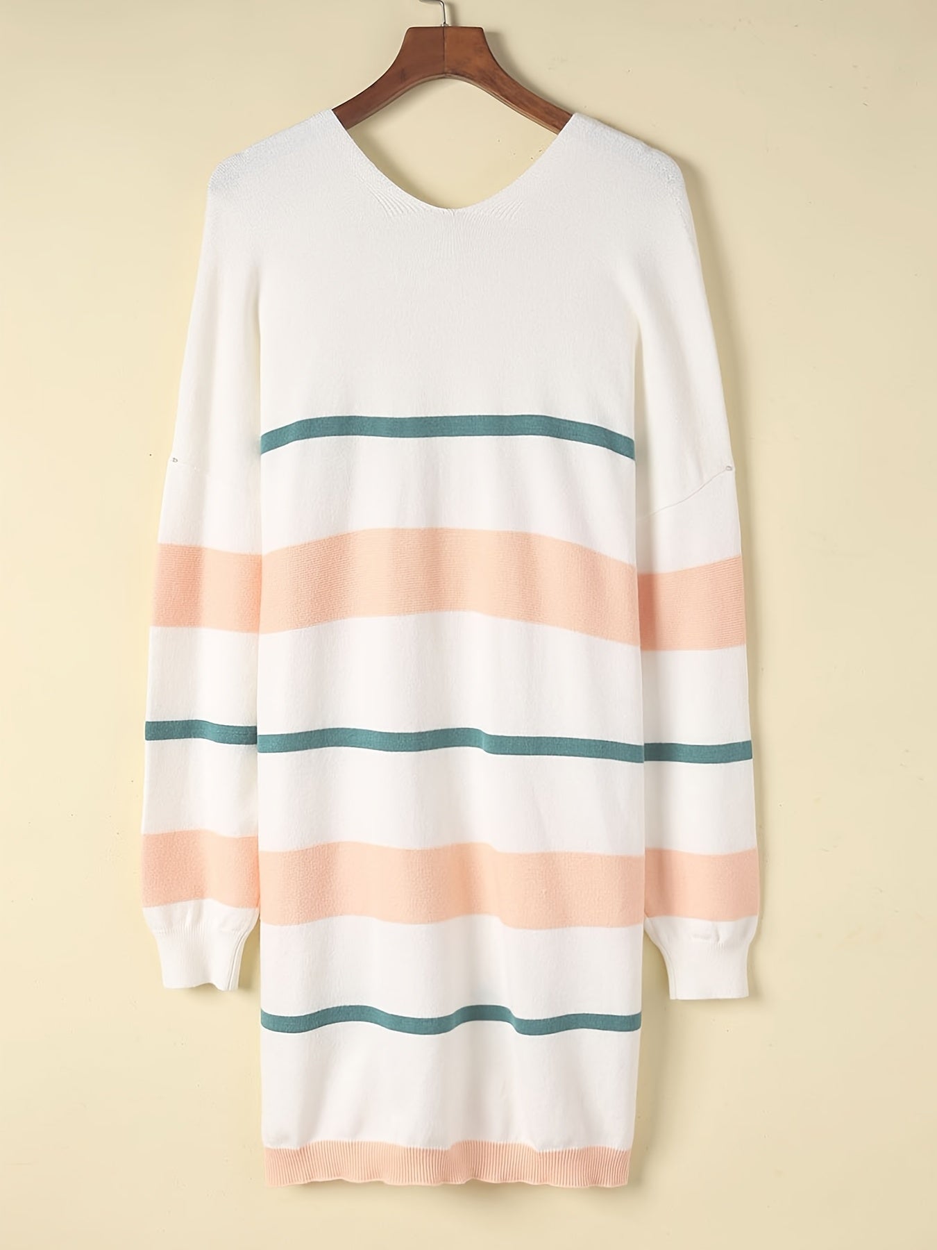 Stripe Long Sleeve Knit Cardigan With Pockets
