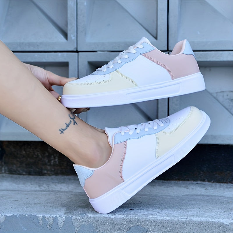 Women's Lace-Up Platform Sneakers Low Top Board Shoes Outdoor Running Shoes