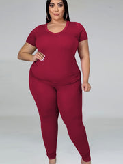Short Sleeve T shirt & Pants Set Women's Casual Outfits