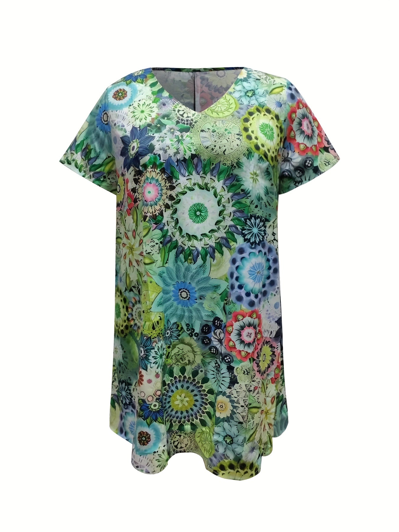 Short Sleeve V Neck Tee Dress