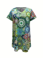 Short Sleeve V Neck Tee Dress