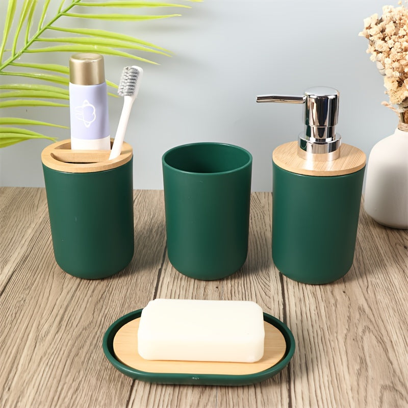 4-Piece 350ml Bamboo Bathroom Toiletries Set