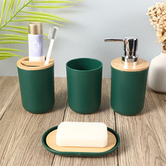 4-Piece 350ml Bamboo Bathroom Toiletries Set