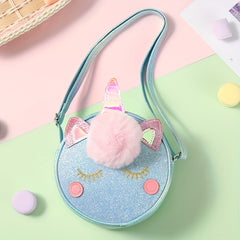 Kids Rainbow Glitter Shoulder Bag Round Crossbody Coin Purse