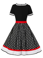 Polka Dot Belted Retro Dress