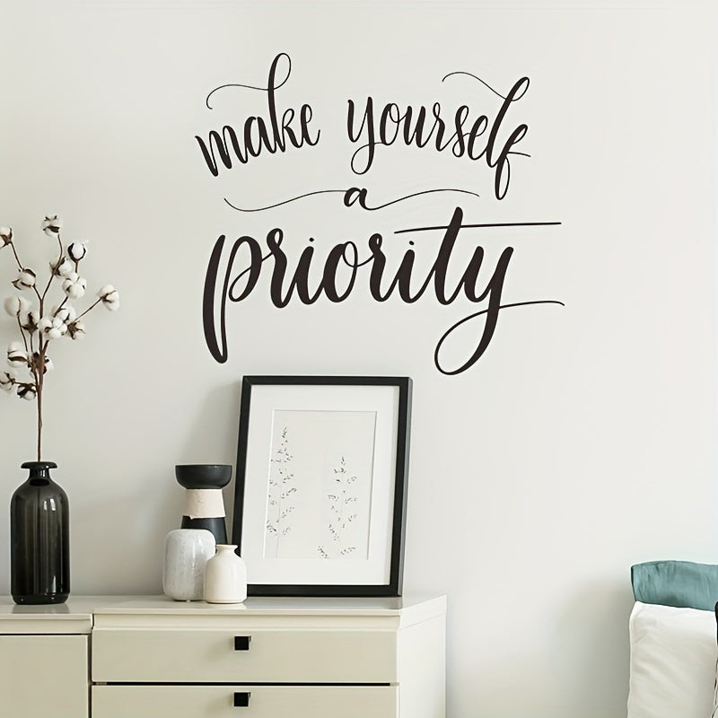 Make Yourself a Priority Wall Decals Art Quote for Bedroom Living Room