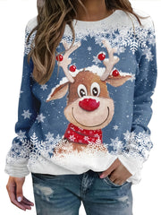 Women's Deer Graphic Christmas Sweatshirts Long Sleeve Pullover Tops
