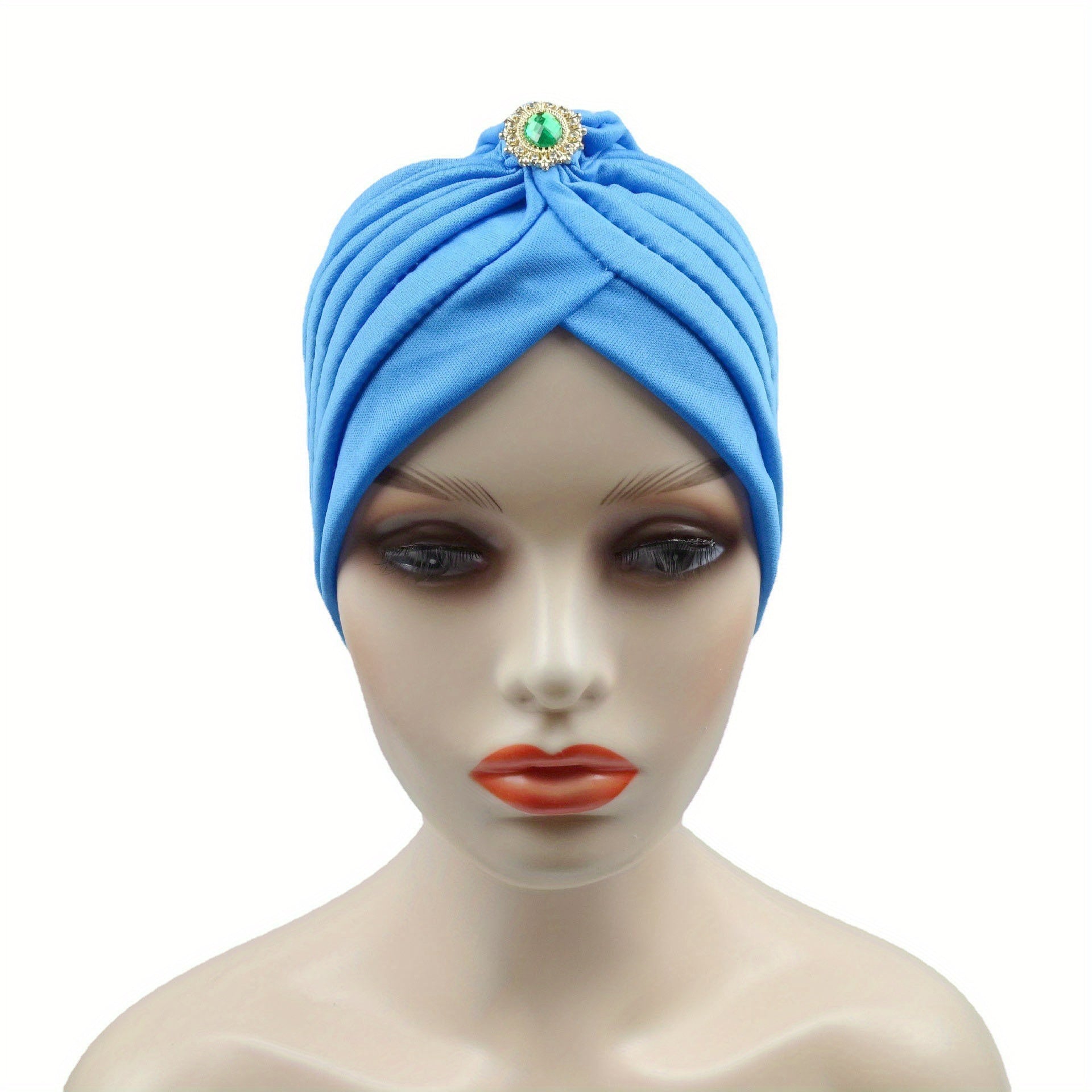 Artificial Gemstone Decor Turban Cap Hijab Hat Head Wrap Chemo Beanie
