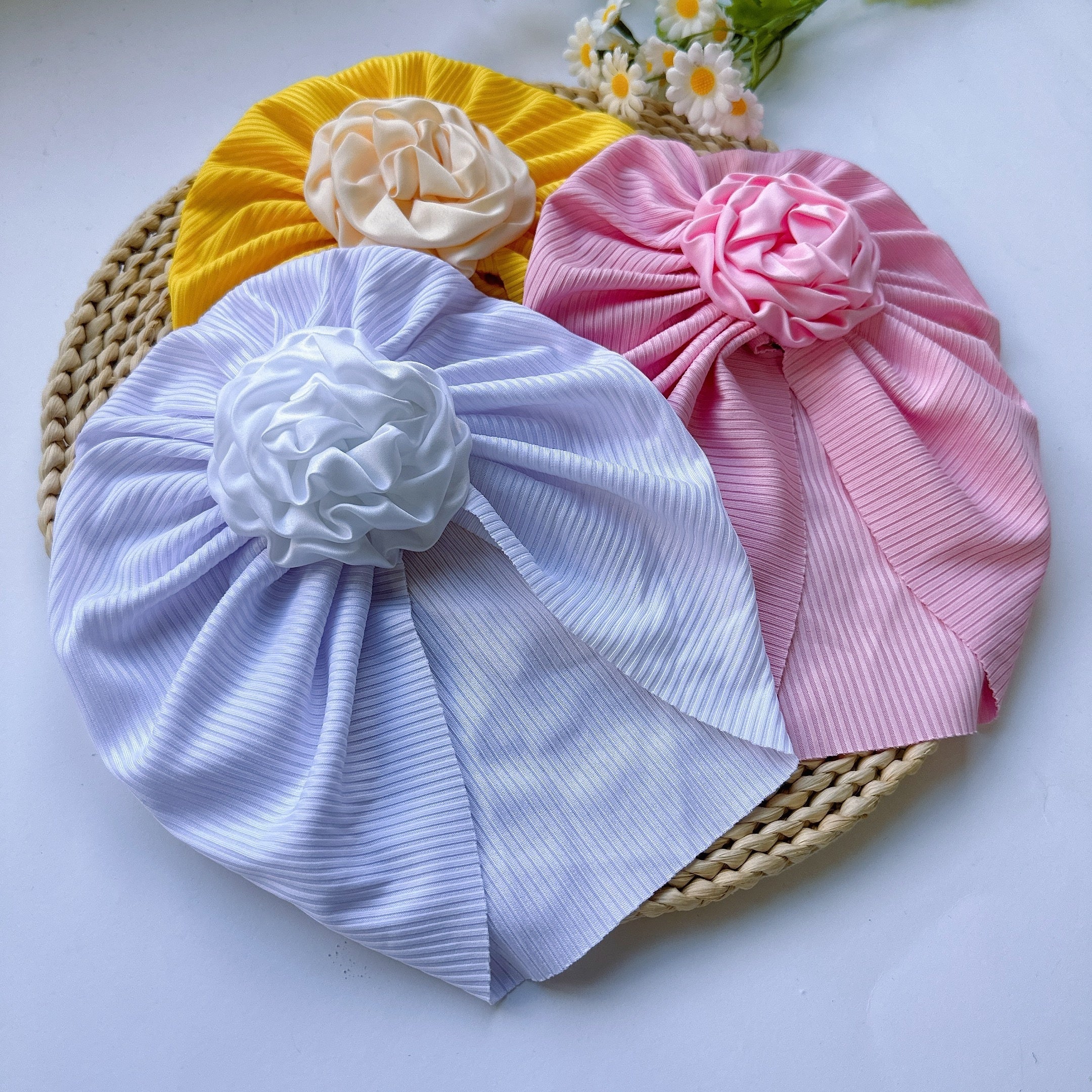 Soft Elastic Baby Flower Hat for Girl