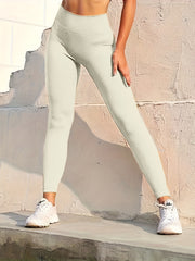 Solid Ribbed Yoga Workout Pants Fitness Running Sports Leggings