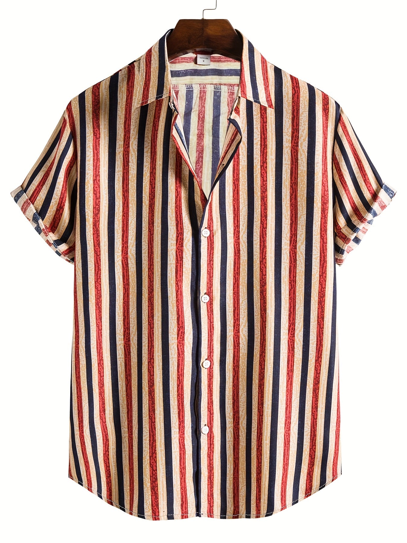 Men's Vertical Striped Short Sleeve Shirt for Daily Wear