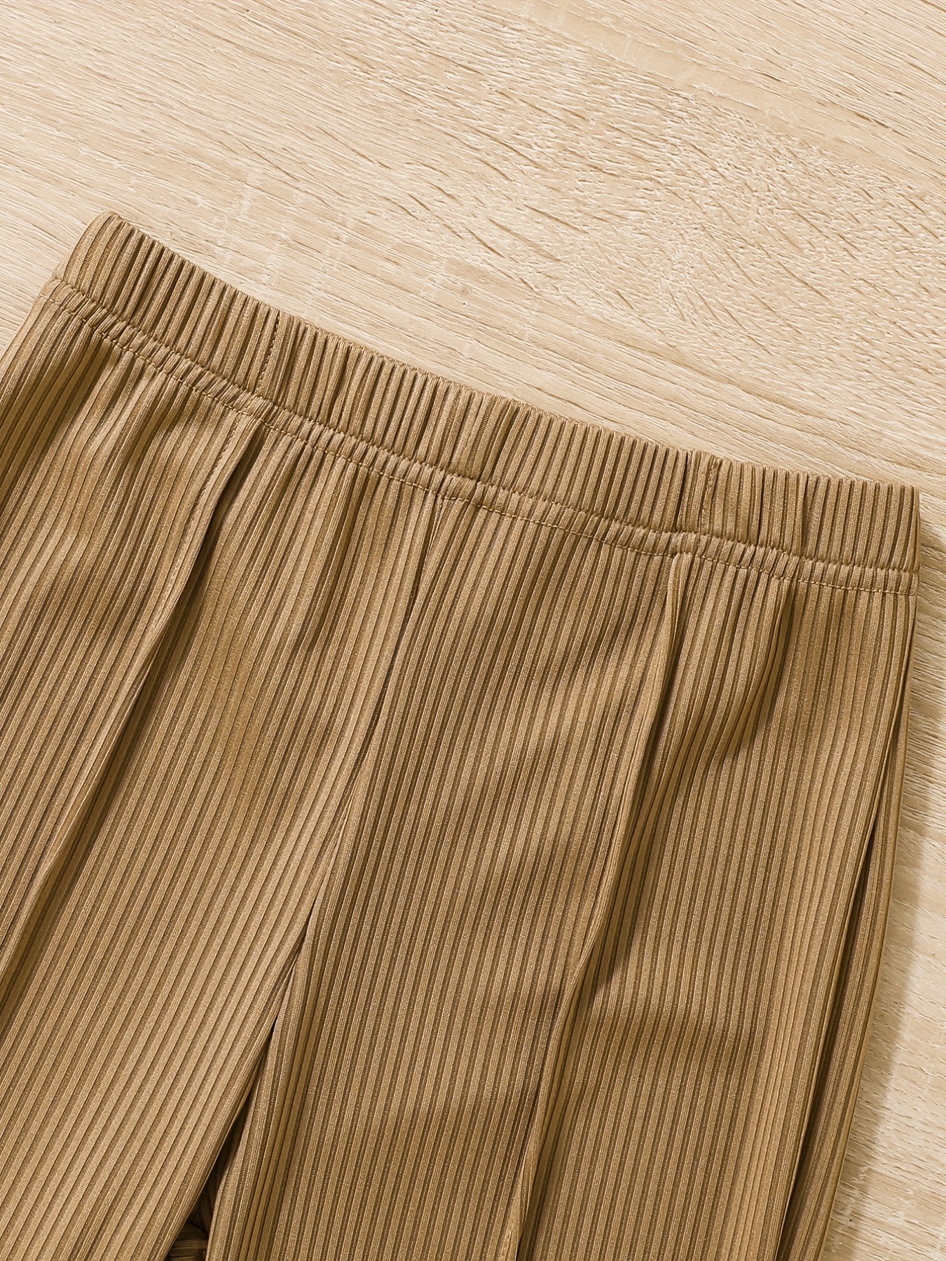 Girls' Ribbed Flare Leg High Waist Bell Bottom Pants