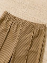 Girls' Ribbed Flare Leg High Waist Bell Bottom Pants