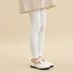 Girls Ruffle Knitted Pantyhose Soft Comfy Tights