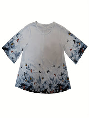 Floral Print Round Neck Blouse