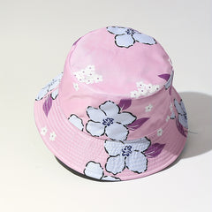Flower Print Bucket Hat Pink Lightweight Sun Hat