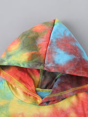 Toddler Tie Dye Outfit 2pcs Hoodie & Pants Set LOVE Print
