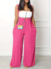 Solid Tube Bra & Wide Leg Overalls Set