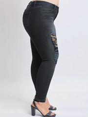Solid Ripped High Rise Skinny Jeans