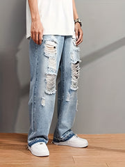 Men's Ripped Jeans Street Style Distressed Denim Pants