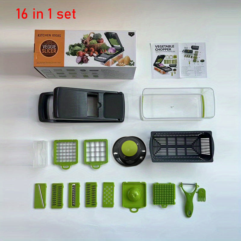 16pcs Slicer Kitchen Vegetable Cutter Dicer Shredder Set