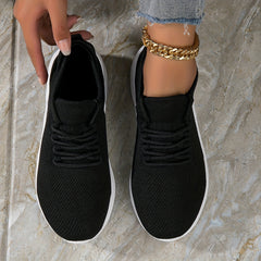 Women's Breathable Woven Sneakers Casual Lace Up Outdoor Shoes