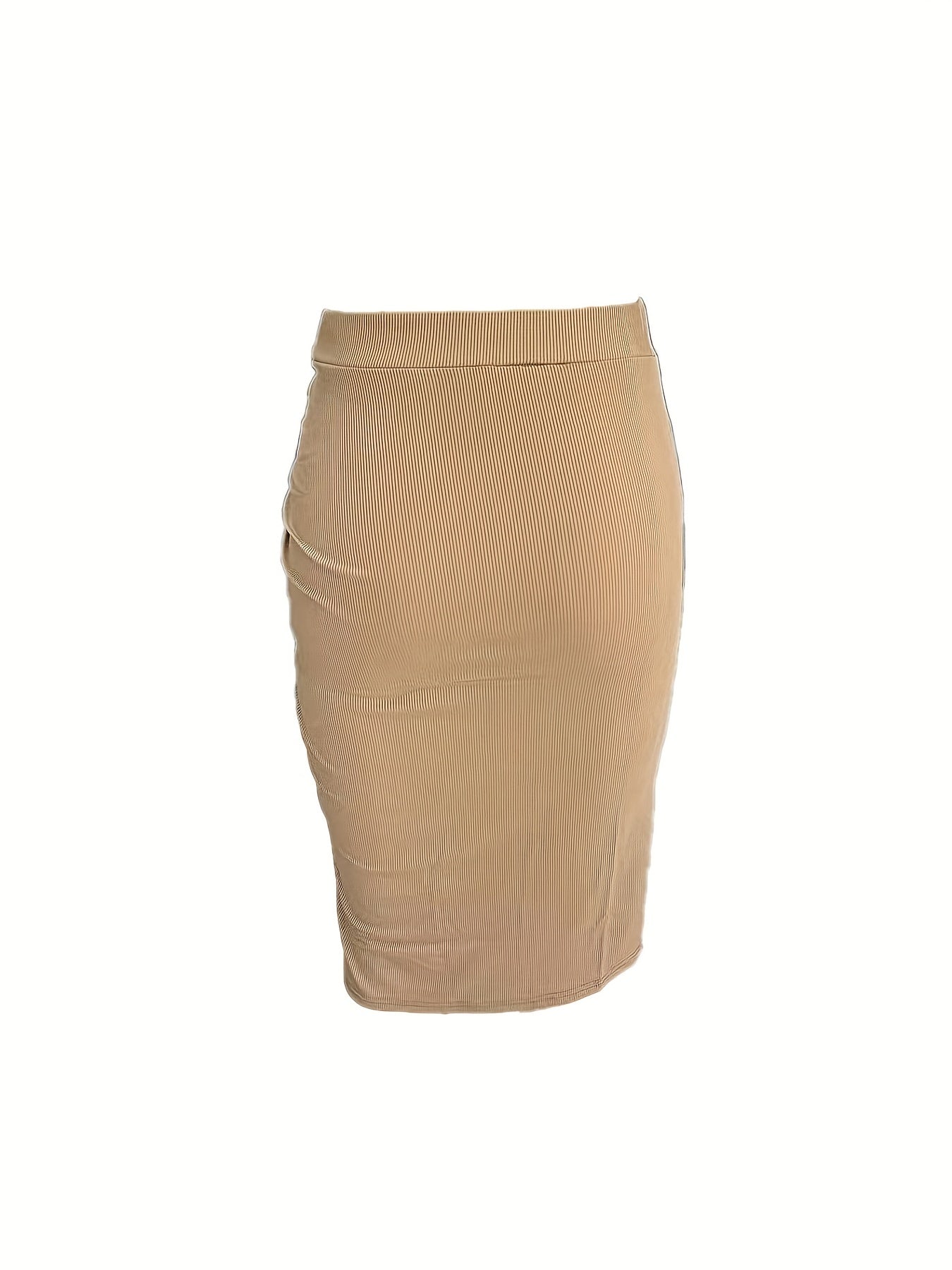 Ruched Drawstring Side Split Bodycon Skirt for Women