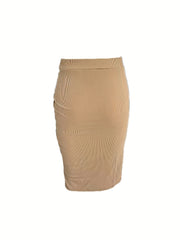 Ruched Drawstring Side Split Bodycon Skirt for Women