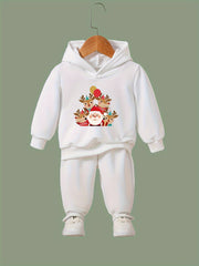 Reindeer Crew & Santa Print Kids Outfit Set for Christmas