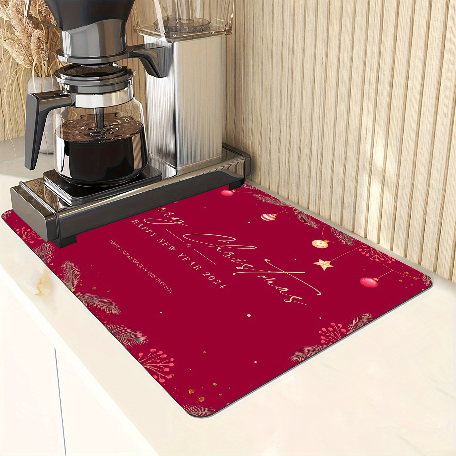 Christmas Themed Printed Drying Mat Soft Rubber Drainage Mat Non slip Absorbent