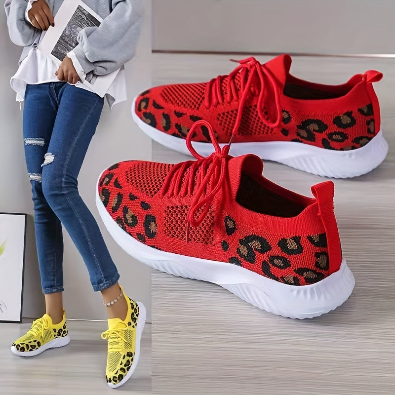 Leopard Print Sock Sneakers Low Top Sports Shoes