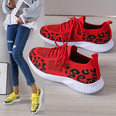 Leopard Print Sock Sneakers Low Top Sports Shoes