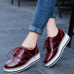 Women's Lace Up Loafer Shoes Lightweight Faux Leather Shoes