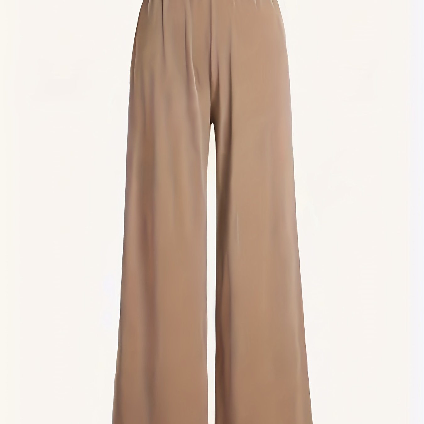 Wide Leg Elastic Waist Pants Casual Solid Long Length Pants
