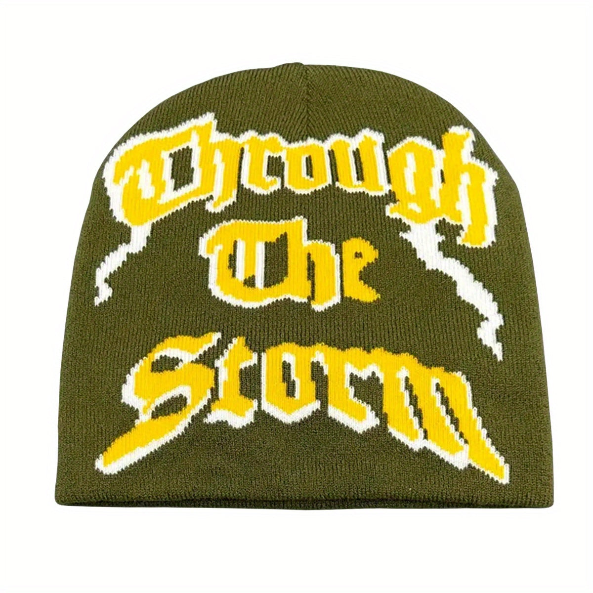 Y2K Beanie Cap Knitted Gothic Lightning Skull Hat Hip Hop Warm Ski Hat