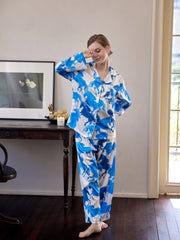 Horse Print Pajama Set Long Sleeve Top & Pants Women's Sleepwear