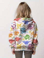 Girls Dino Painting Graphic Hoodie Spring Fall 4-14y