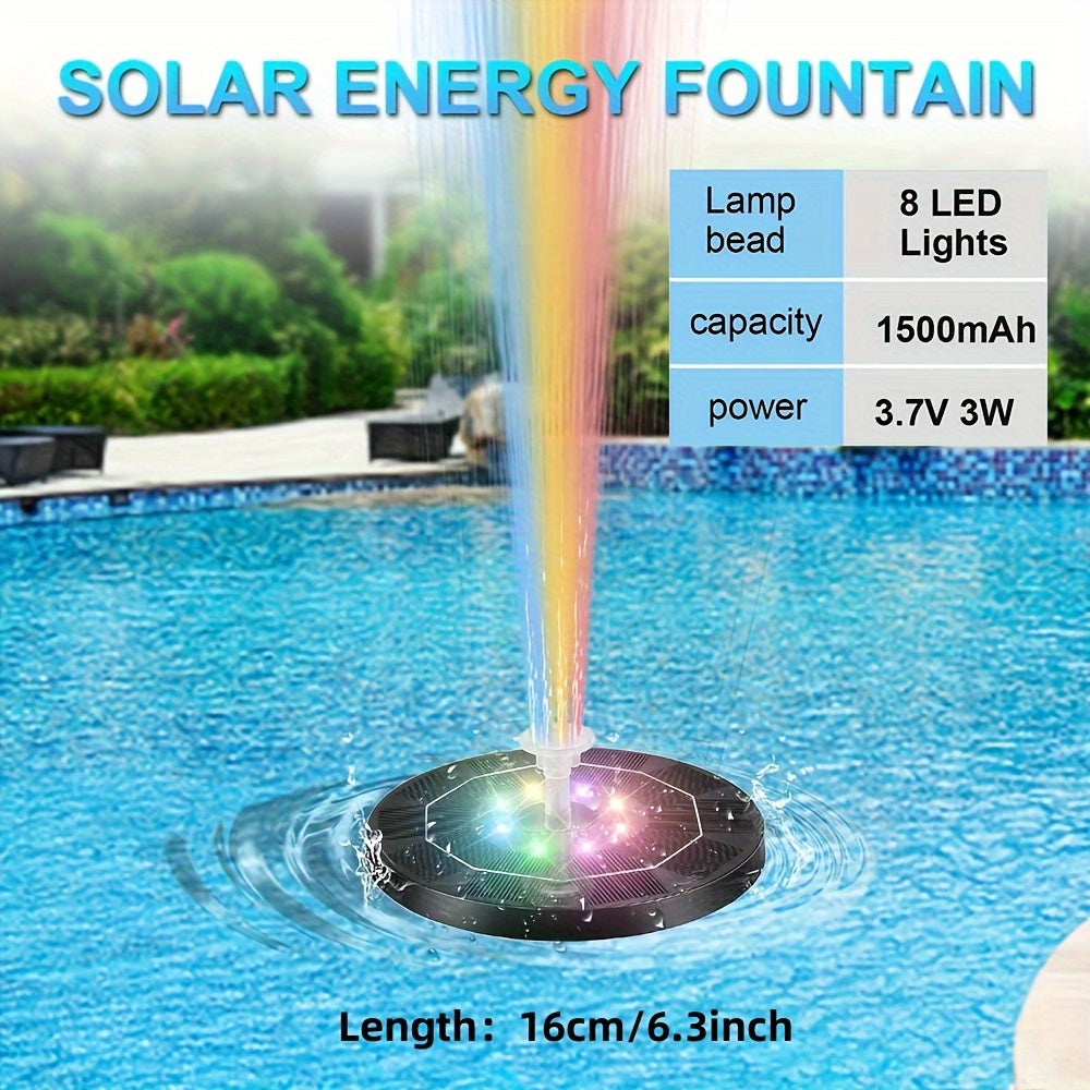 5W LED Solar Fountain Pump with LED Light for Birdbaths & Garden Decor