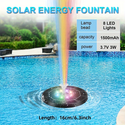 5W LED Solar Fountain Pump with LED Light for Birdbaths & Garden Decor