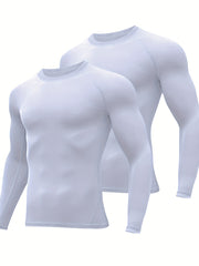 HOPLYNN Men's Compression Crew Neck Long Sleeve Athletic T-Shirt