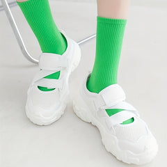 5 Pairs Solid Socks Comfy & Breathable Mid Tube Stockings