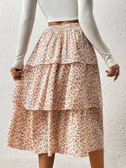 Boho Floral Print Tiered Maxi Skirts High Waist for Spring & Summer