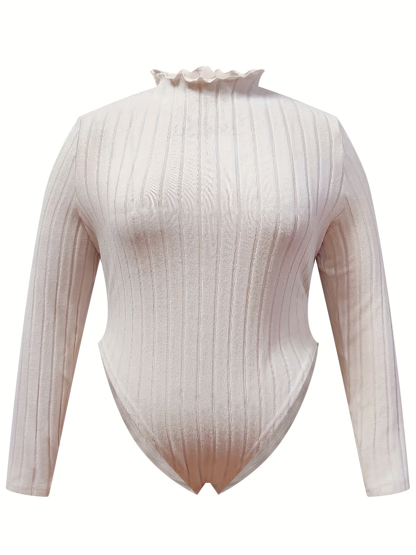 Ribbed Long Sleeve Round Neck Stretch Bodysuit