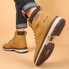 RXJIAN Men's High Top Hiking Shoes Good Grip Breathable Side Zipper Boots