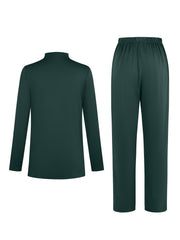 Mock Neck Long Sleeve Top & Wide Leg Pants Set Women's Clothing