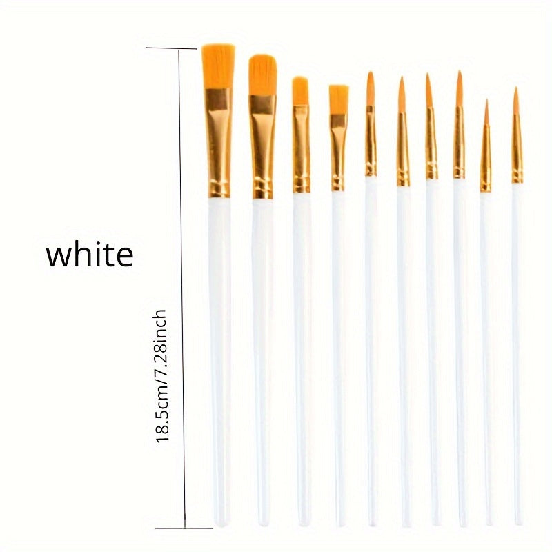 10pcs Professional Paint Brushes Set Artist Nylon Hair Watercolor