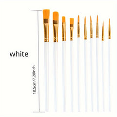 10pcs Professional Paint Brushes Set Artist Nylon Hair Watercolor